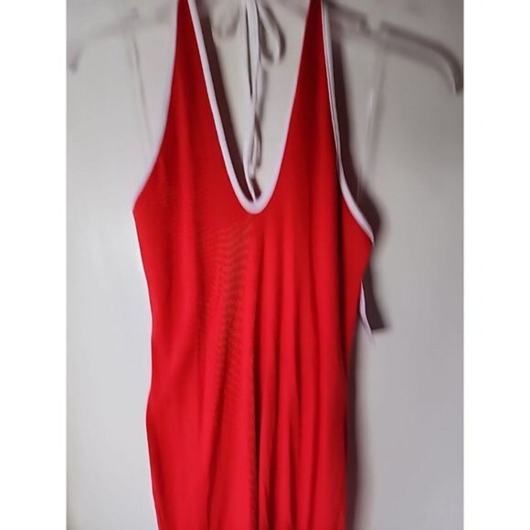 NWT Wild Fable Women's Red Ribbed Halter Neck Bodycon Mini Dress - Picture 2 of 6